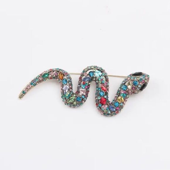 🐍 NEW sparkling & colorful crystal slithering snake brooch 🐍 - Picture 3 of 6